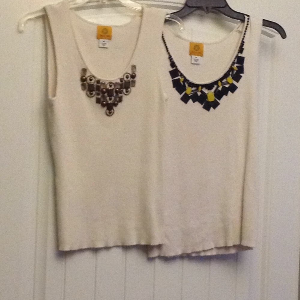 M38-59) 2pcs. Ruby Road Sz M tank tops w/ Beautiful beading*